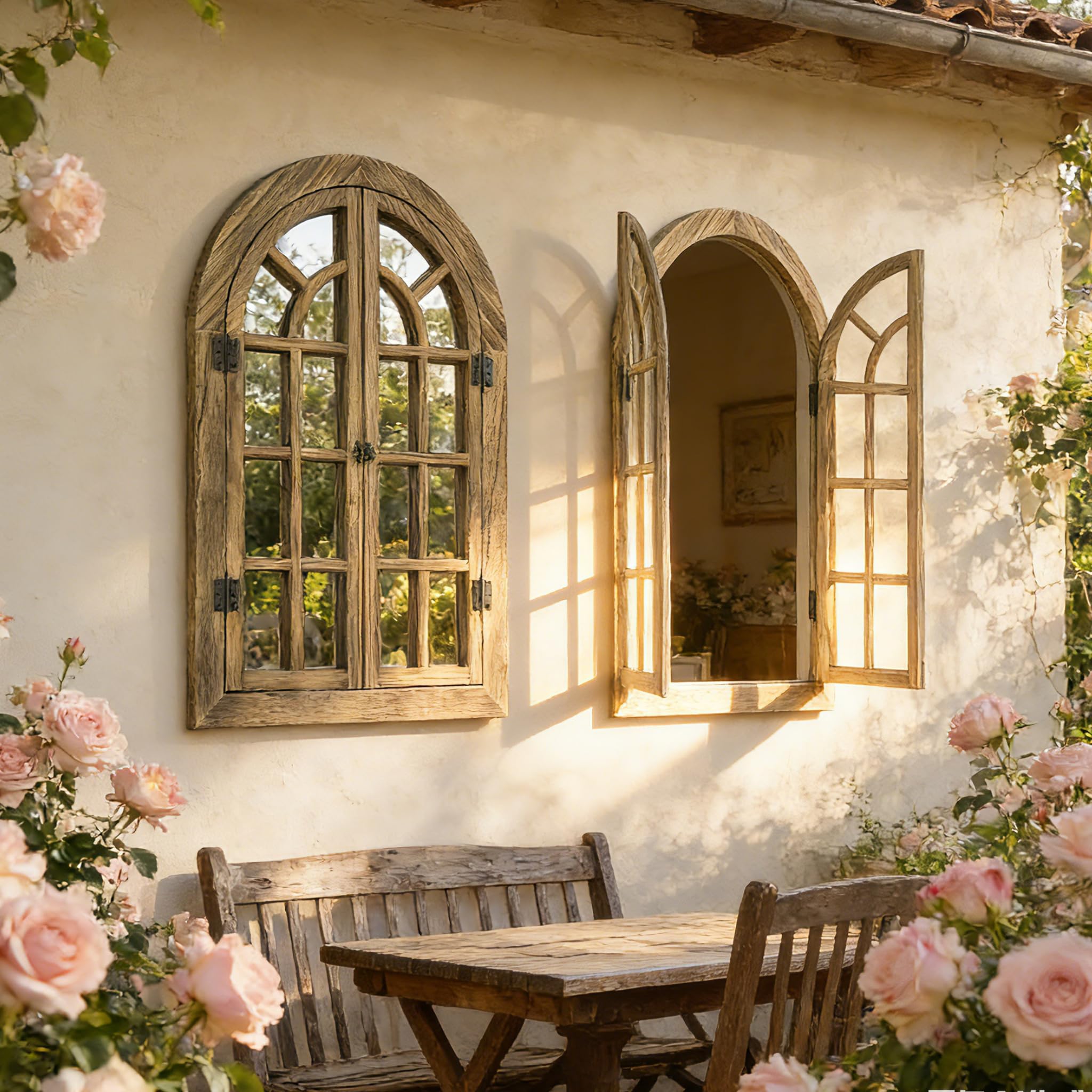 Dorlicecass Arched Wall Mirror -Vintage Window Mirrors for Wall